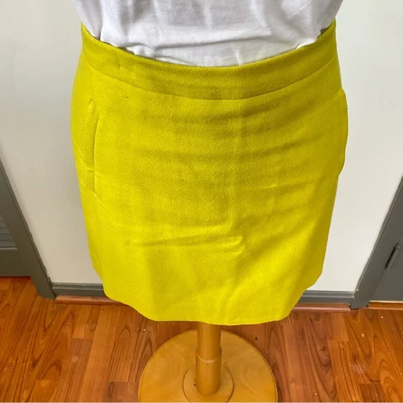 J. Crew Chartreuse Wool Mini Skirt - Picture 4 of 9